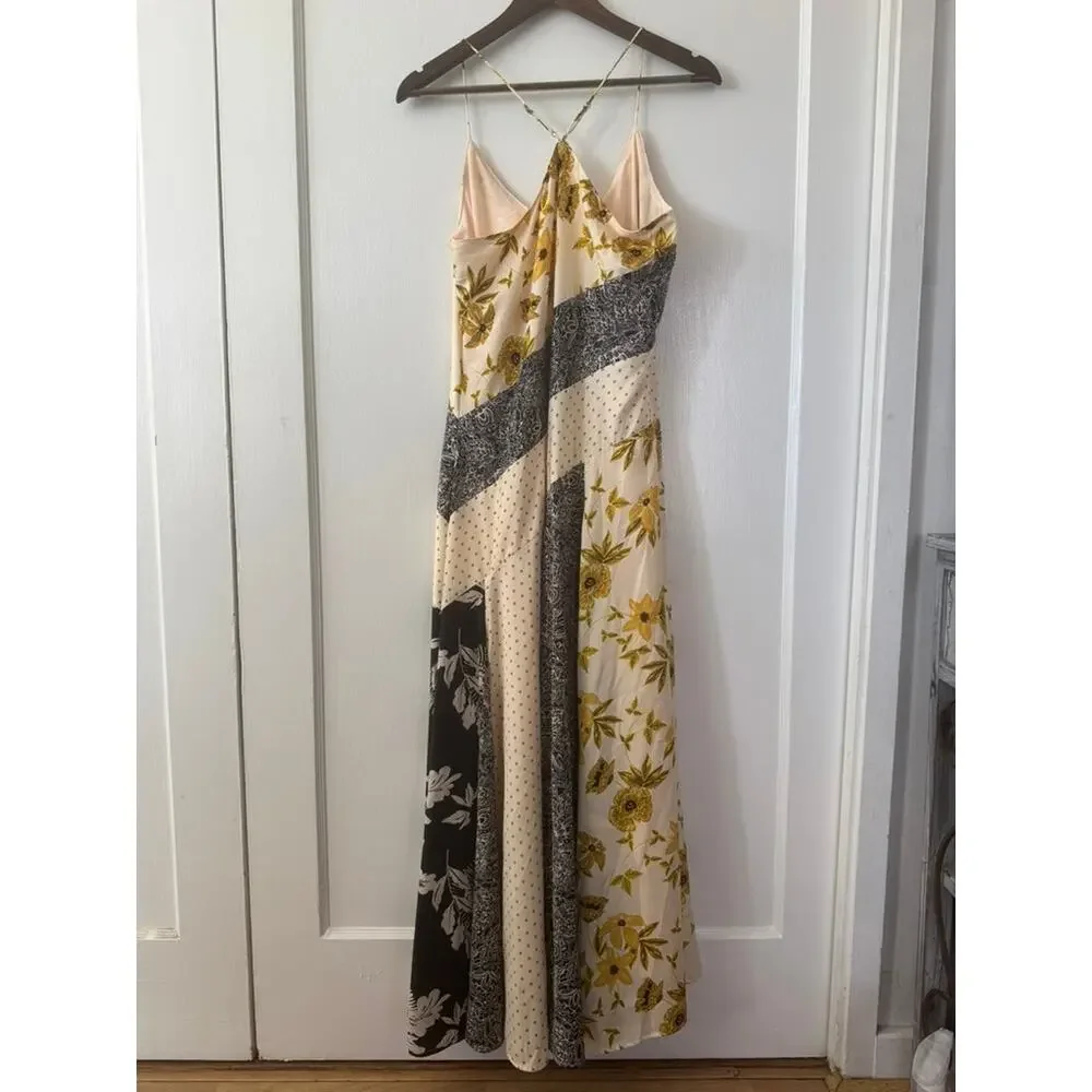 Banana Republic Mixed Print Patchwork Maxi Slip Dress Small Boho Resort Indie - Picture 8 of 9